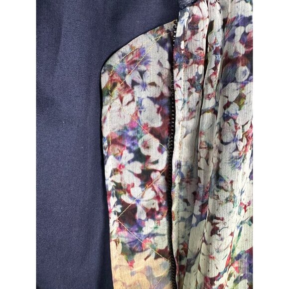 Zara Basic Floral Ombre Bomber Jacket Small Yellow Blue Zip Lightweight Womens - Picture 13 of 13